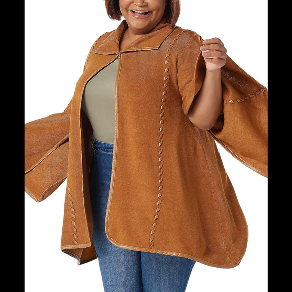 Patricia Nash Jackets & Blazers - Patricia Nash Knit Cape with Whipstitch Detail Camel - Regular